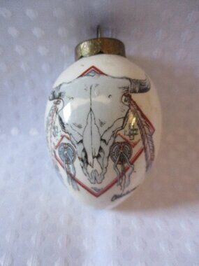 The Egg Lady Oklahoma Southwest Hand Painted Glass Egg/Bulb Christmas Ornament